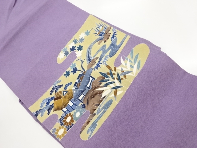 JAPANESE KIMONO / NAGOYA OBI / CHIRIMEN / HOUSE SCENERY